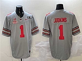 Men's Ohio State Buckeyes #1 Quinshon Judkins Grey 2025 CFP Final With National Champions Patch F.U.S.E. Vapor Limited Stitched Jersey,baseball caps,new era cap wholesale,wholesale hats